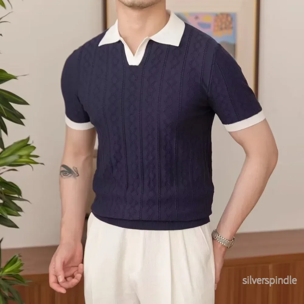 Ethan | Somrig Slim Fit Pikétröja med Färgblock Ethan | Somrig Slim Fit Pikétröja med Färgblock
