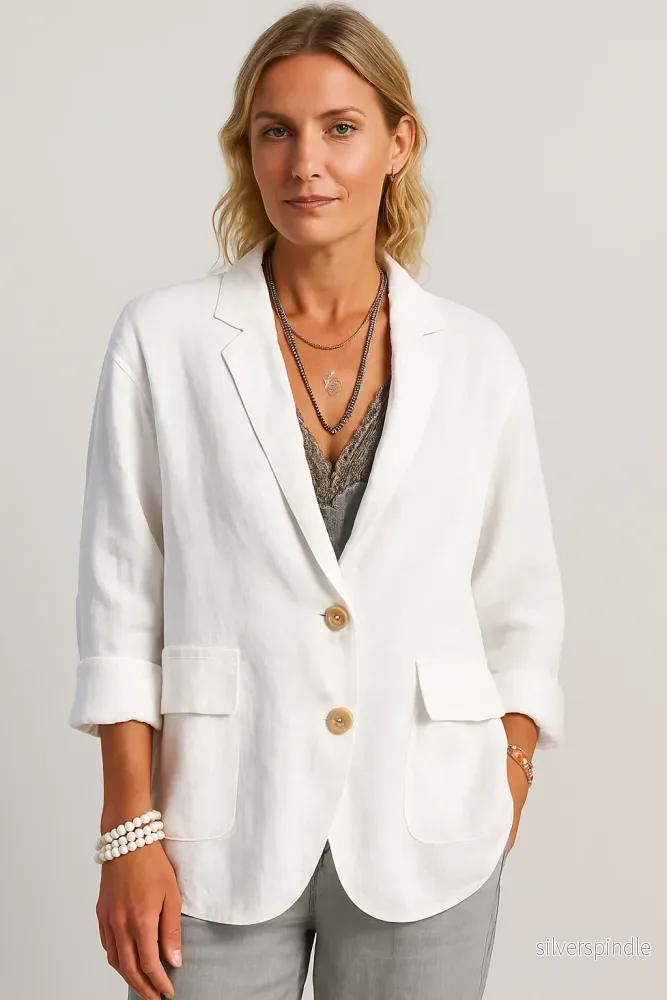 Elegant Oversized Kavaj Dam med Två Knappar | Mångsidig Design för Avslappnad Stil Elegant Oversized Kavaj Dam med Två Knappar | Mångsidig Design för Avslappnad Stil