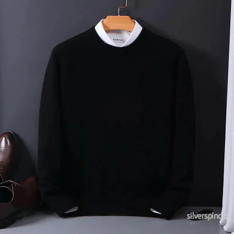 Klassisk Tröja | Rund Hals Tröja för Män med Raffinerad Design | Mångsidig för Smart Casual och Affärsmöten - Bild 3