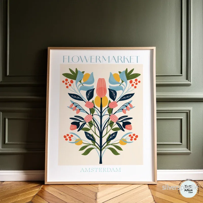 Flowermarket Poster – Färgrik Hyllning till Amsterdams Blomsterprakt