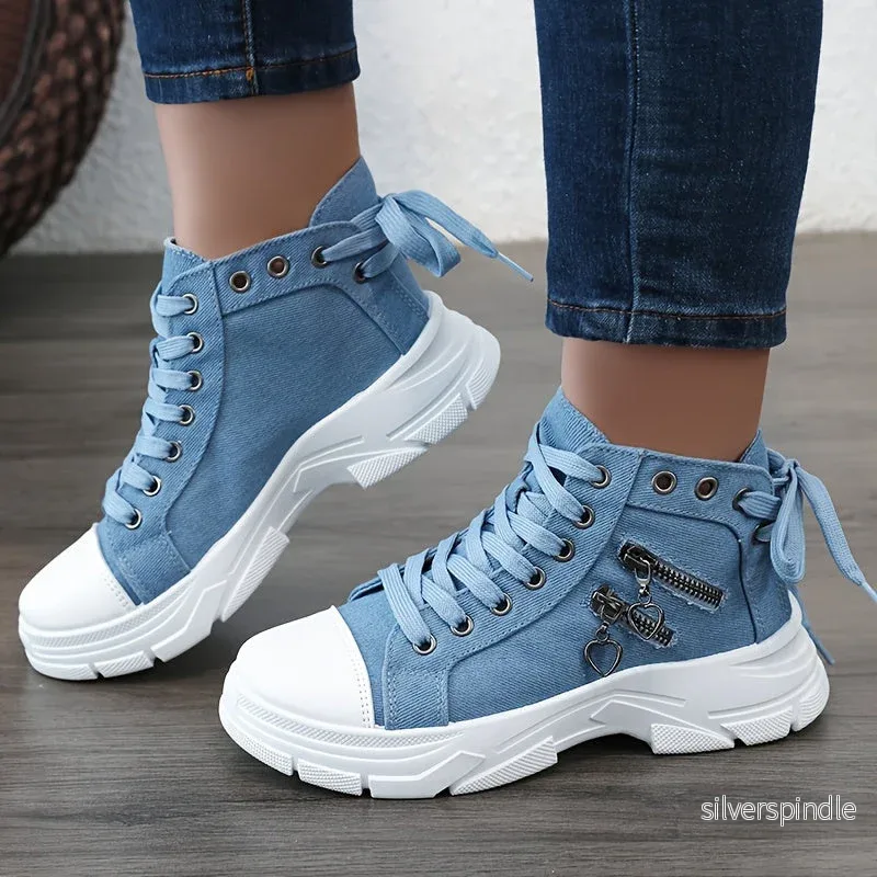 Liam | Trendiga Platåsneakers med Snörning och Dragkedja - Bild 2