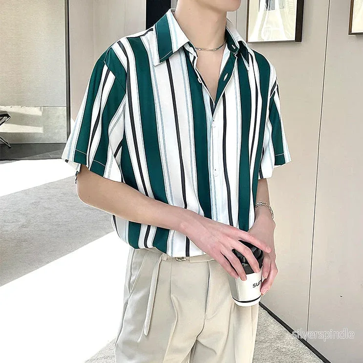 Ethan | Avslappnad Grön Skjorta med Spetsig Krage - Bild 2