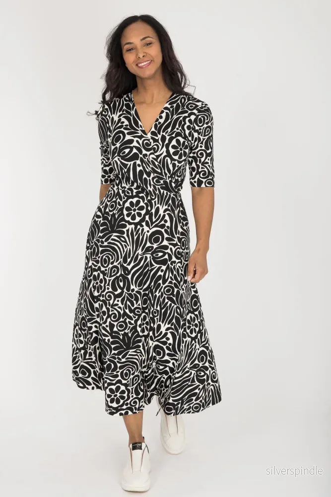 Slip-On wrap midi jersey dress – Black Slip-On wrap midi jersey dress – Black