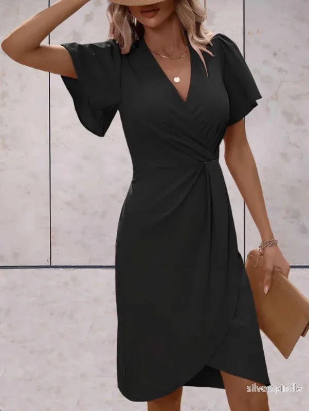 Olivia | Elegant Slim Fit Vårklänning Med Böljande Ärmar - Bild 3