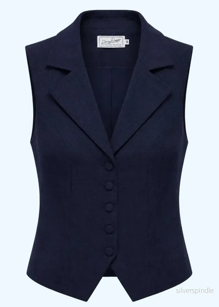 Marlene vest – navy linen look Marlene vest – navy linen look