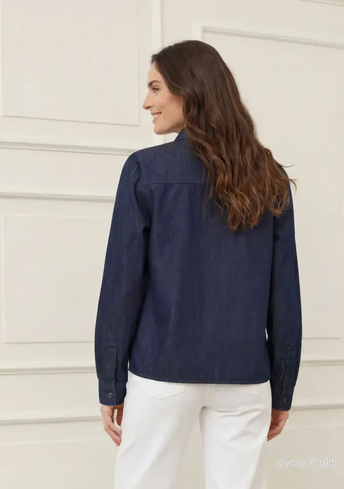 Diva Cropped Shirt - Dark denim - Bild 2