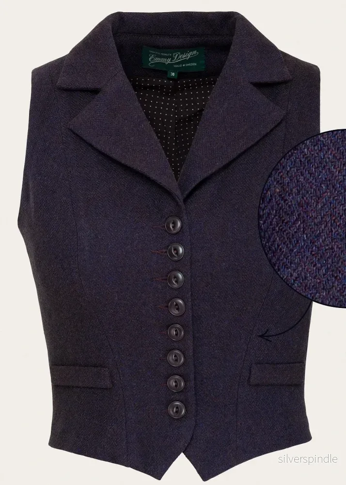 The Watchmaker’s Waistcoat - Midnight & maroon red wool tweed - Bild 2