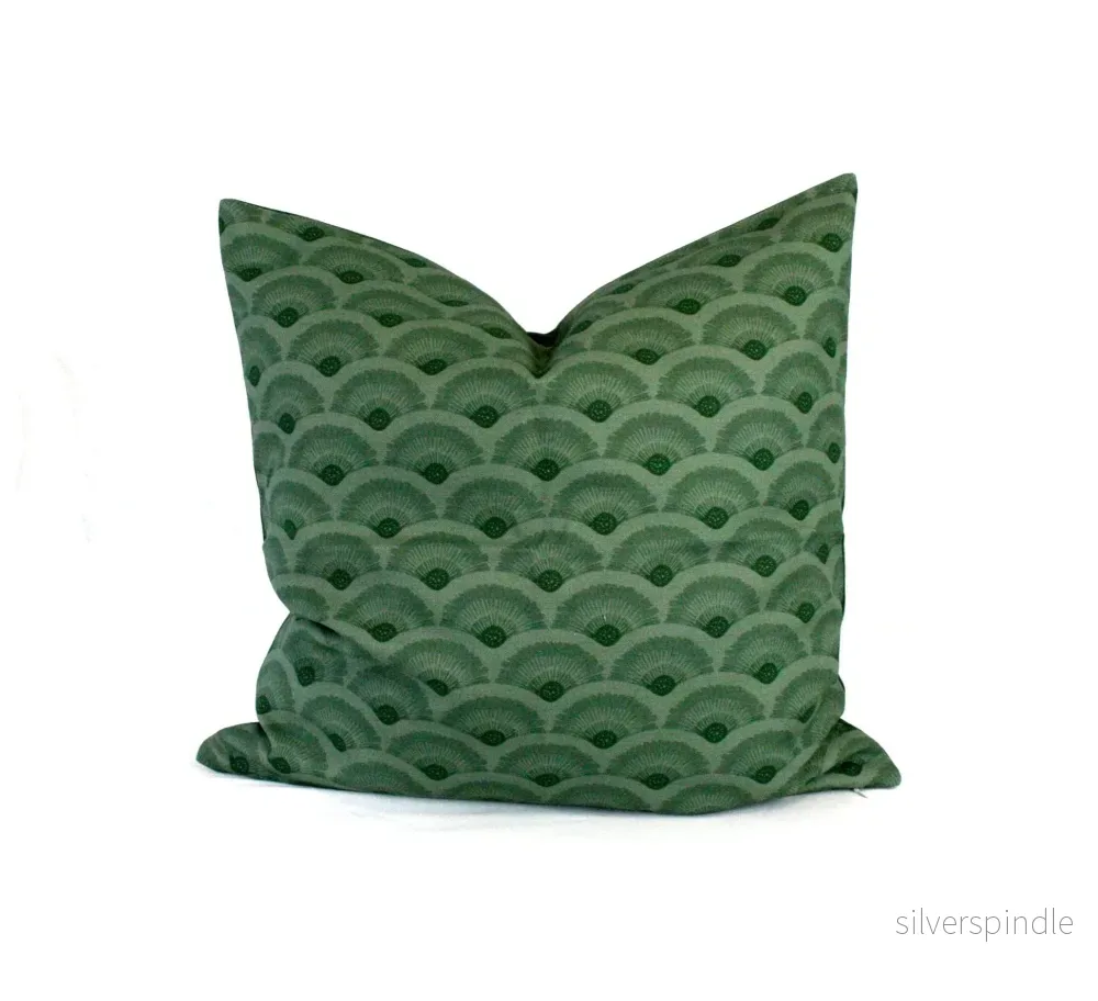 Kuddfodral Vågor Linneblandning Skogsgrön 50x50cm