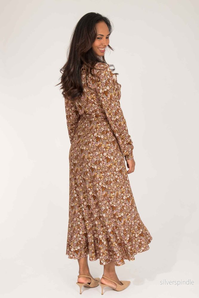 Ruffle wrap midi jersey dress - Nougat - Bild 2