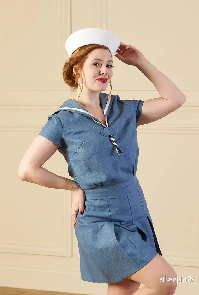 1930-tals Sailor Top - Aqua - Bild 3