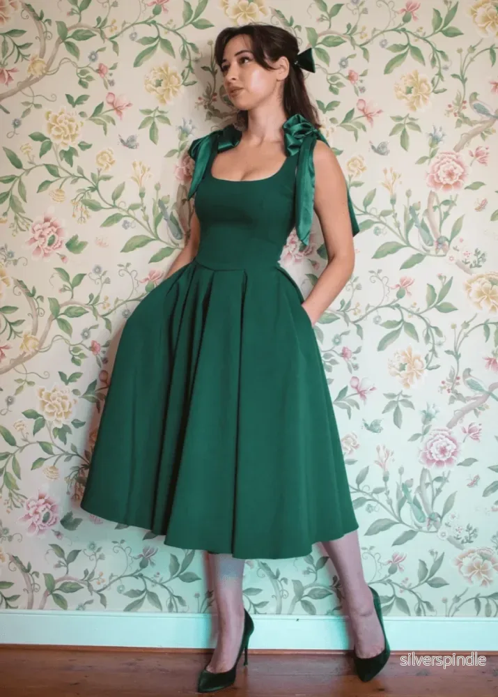 1950-tals Josephine midi klänning - grönt - Bild 3