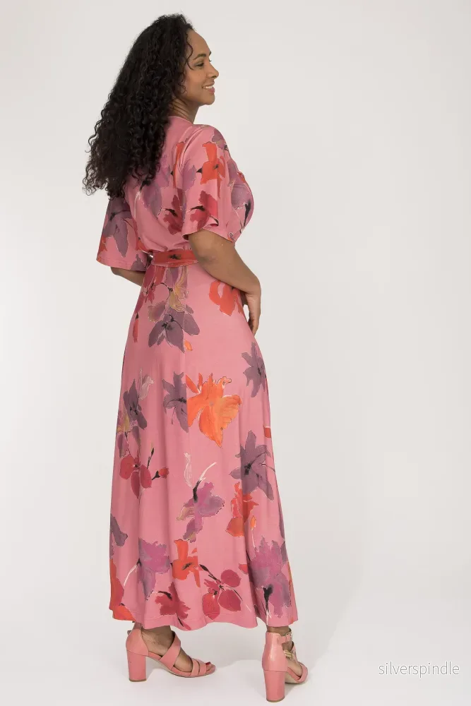 Essential bell sleeve long jersey dress - Dusty Pink - Bild 3