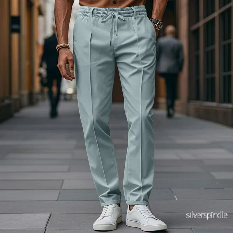 Eleganta Chinos för Män med Elastisk Midja och Modern Passform | Bekväma Byxor för Vardagsbruk - Bild 2