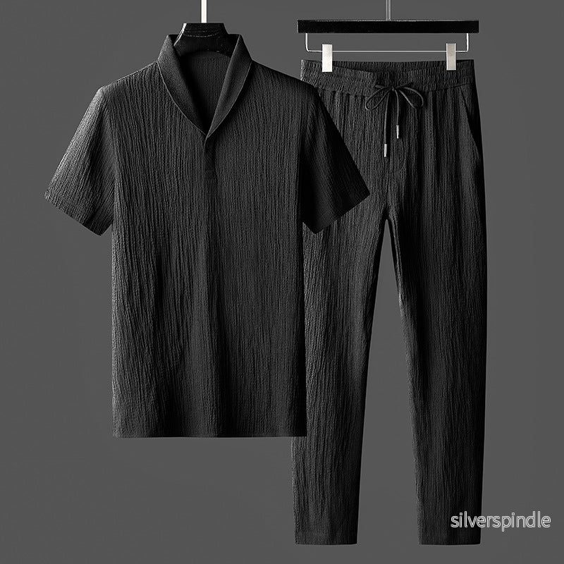 Ethan | Somrigt Avslappnat Loungewear Set med Kortärmad Topp och Byxor - Bild 2