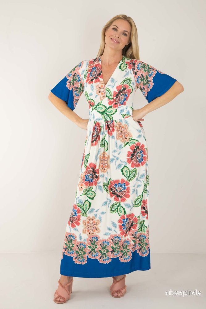 Nina bell sleeve long jersey dress - Blue - Bild 3