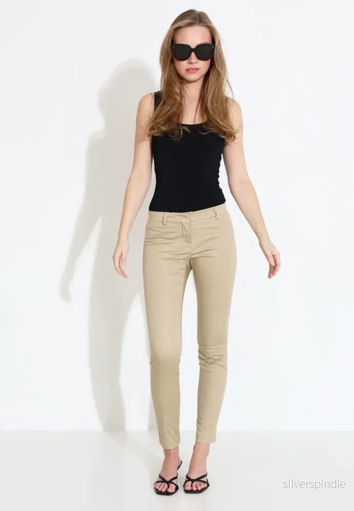 PANTALONE IN RASO DI COTONE - beige