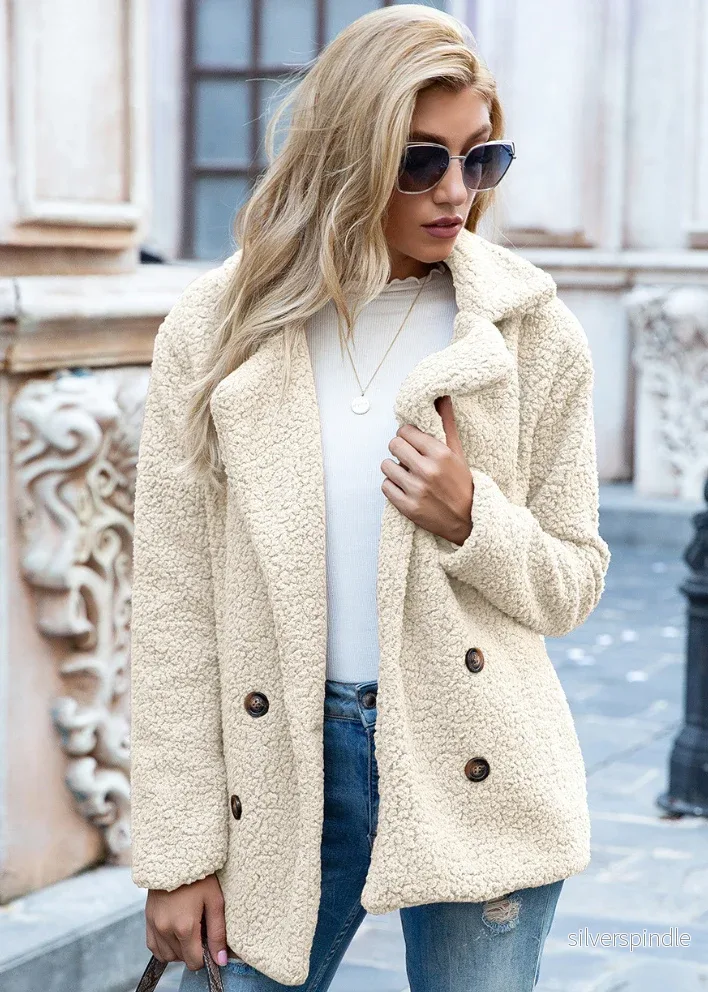 Mia | Elegant Mjuk Höst Teddyjacka Med Reverskrage - Bild 2