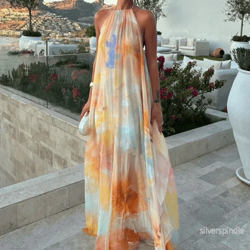 Sophie | Mönstrad Halterneck Maxiklänning Dam För Sommar - Bild 2