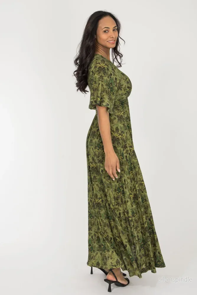 Knot draped maxi jersey dress – Olive Knot draped maxi jersey dress – Olive