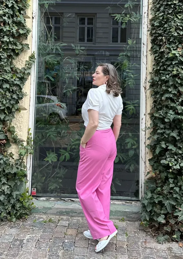 Sally seglarbyxor med hög midja - ceriserosa - Bild 3
