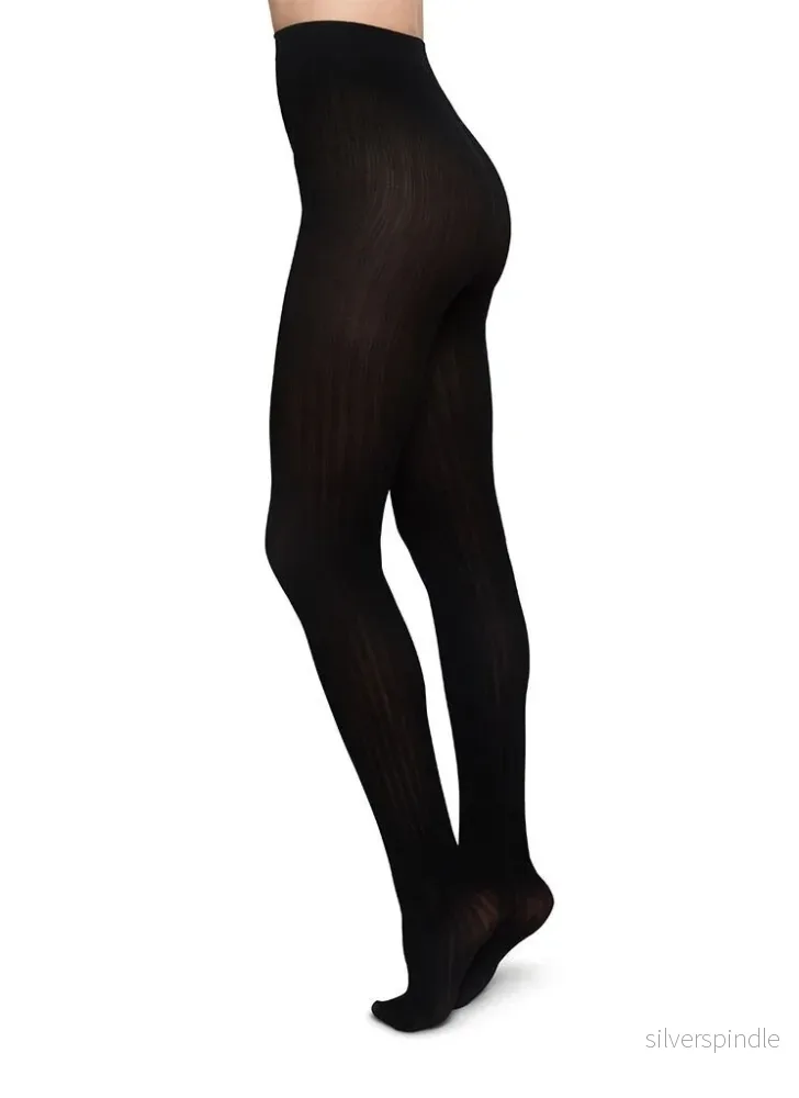 Alma tights i sort 70 denier med rib-look - Bild 2