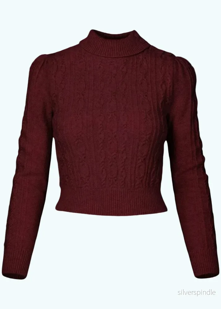 Ice Skater Sweater i merinould & cashmere - maroon