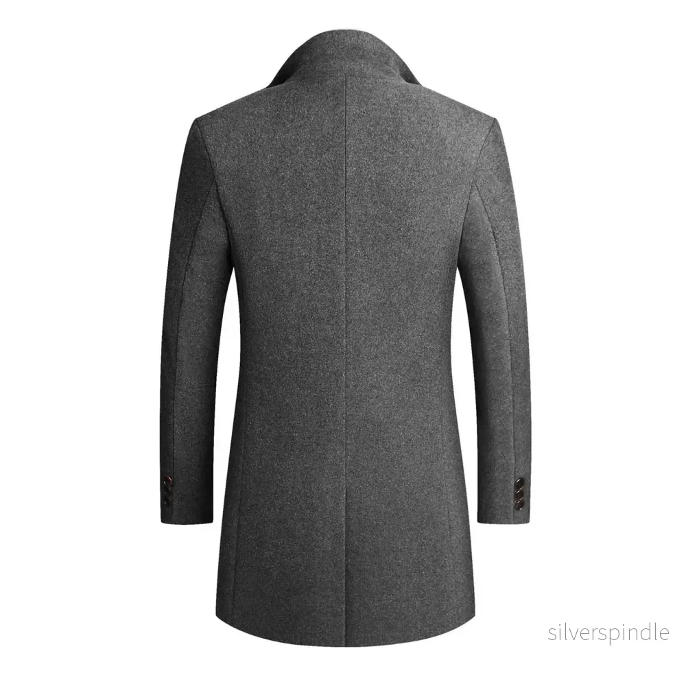 Skräddarsydd Herrkappa | Vinröd Kappa med Hackslag och Tvåknappsfästning | Elegant Stil för Höst och Vinter - Bild 3