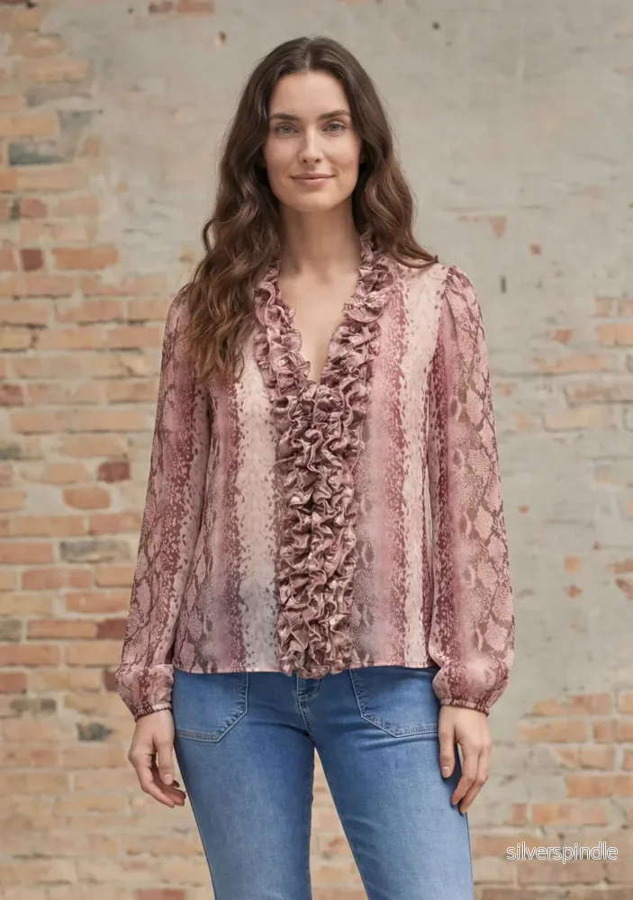 Vibse Ruffle Blouse - Rose Snake - Bild 2