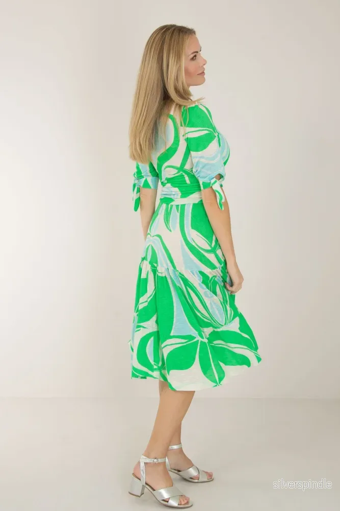 Flowy short jersey dress - Green - Bild 3