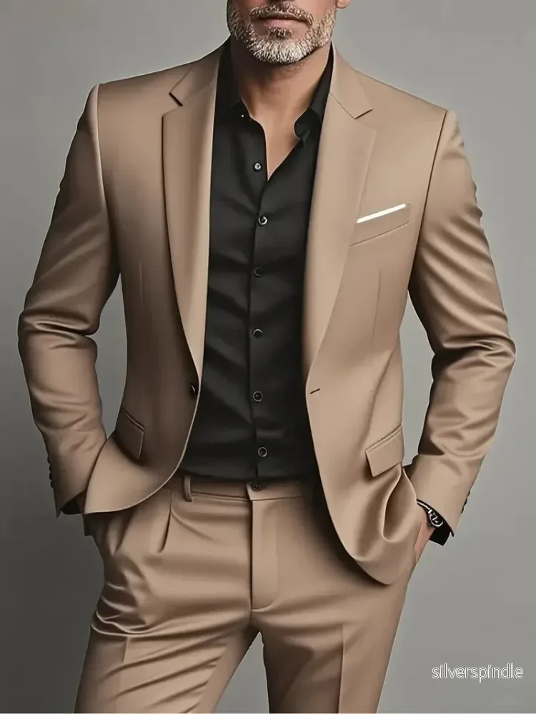 Elegant Slim Fit Kostym Herr med Skräddarsydd Design | Perfekt för Affär och Kväll - Bild 3