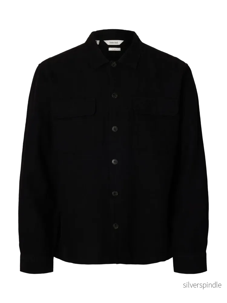 LEROY LINEN OVERSHIRT BLACK LEROY LINEN OVERSHIRT BLACK