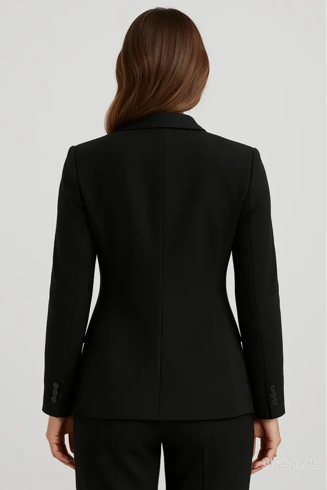Elegant Kavaj Dam | Svart Slim Fit Enkelknäppt Kavaj för Stil och Komfort - Bild 3