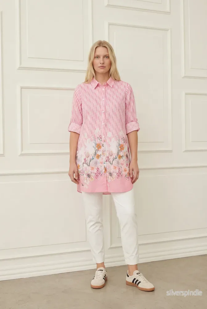 Mynte Tunic Dress – Pink Tone Borderprint Mynte Tunic Dress – Pink Tone Borderprint