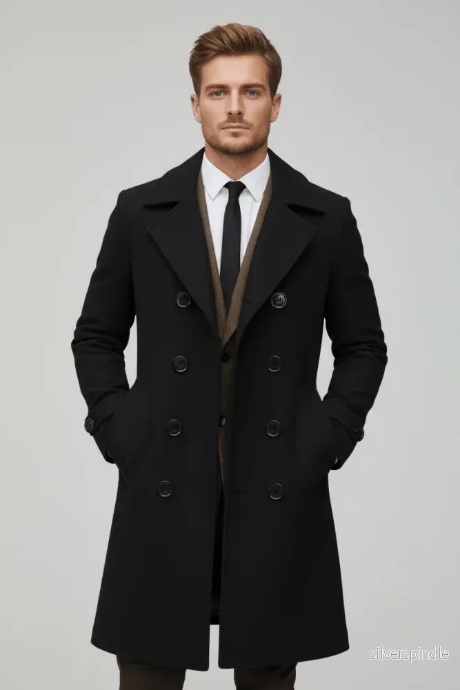 Skräddarsydd Trenchcoat för Män med Dubbelknäppt Design | Tidlös Elegans för Varje Tillfälle - Bild 3