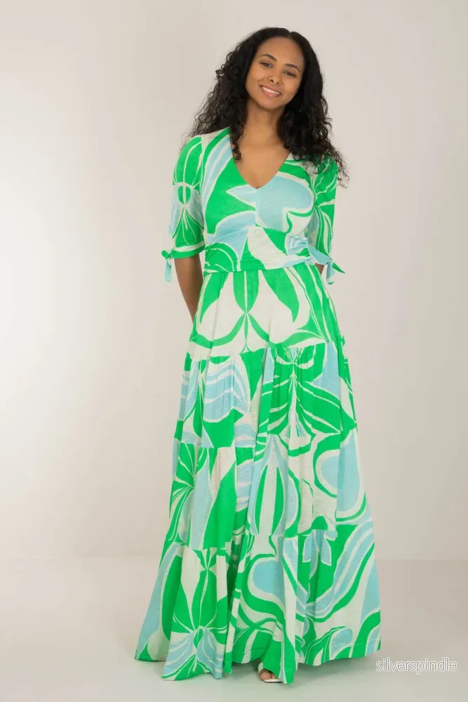 Flowy maxi jersey dress - Green - Bild 3