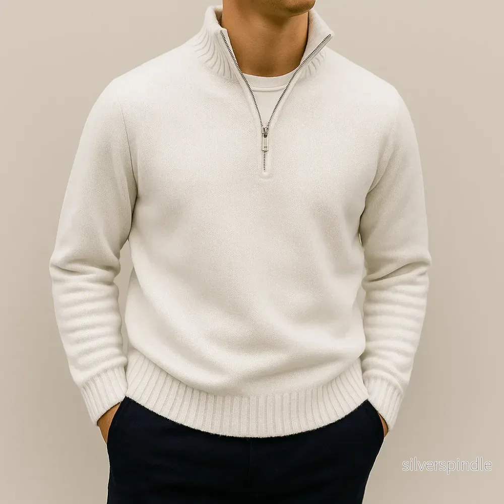 Ethan | Elegant Halv Dragkedja Vintertröja för Stil och Komfort - Bild 3