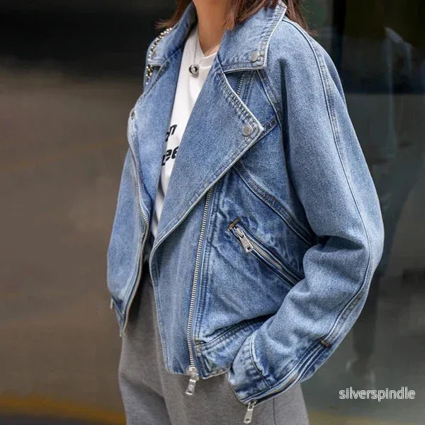 Sophie | Modern Asymmetrisk Jeansjacka Dam för Hösten - Bild 2