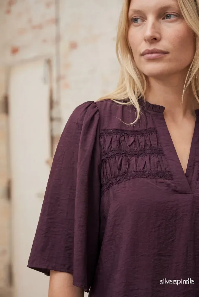Nova s/s Blouse - Aubergine - Bild 2