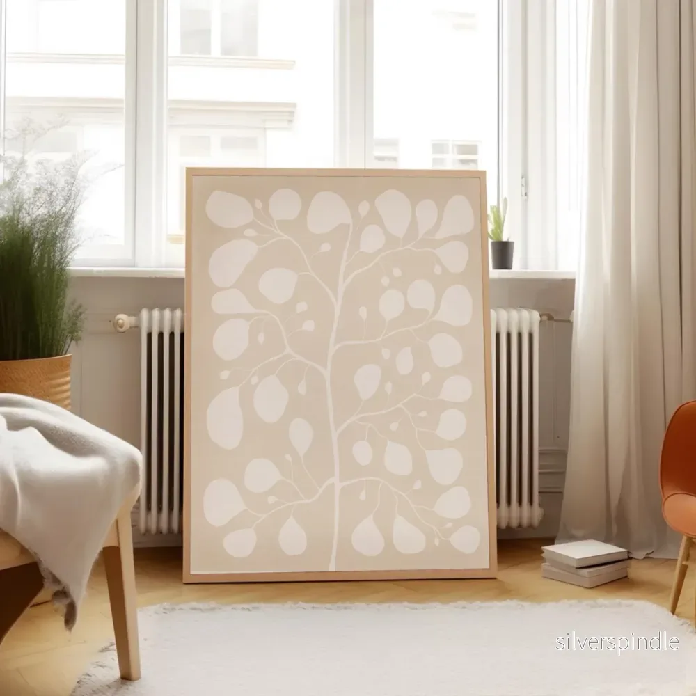 Pilea Cloud Dancer – Botanisk Japandi-poster i minimalistisk stil