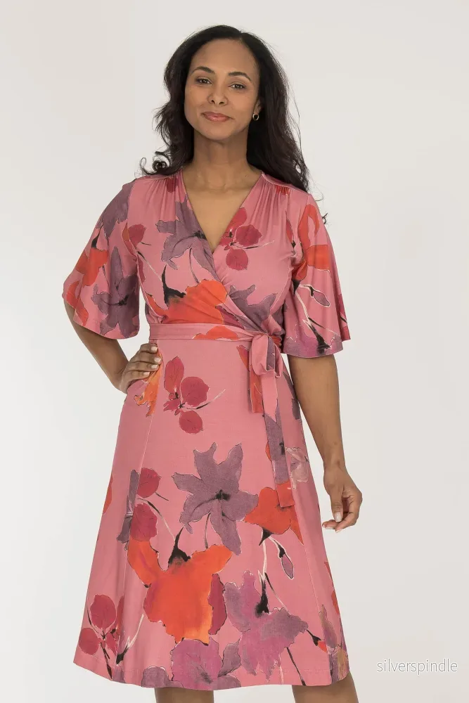 Essential bell sleeve short jersey dress - Dusty Pink - Bild 3