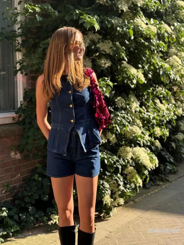 Mia | Elegant Ärmlös Denim Set med Shorts för Sommar - Bild 2