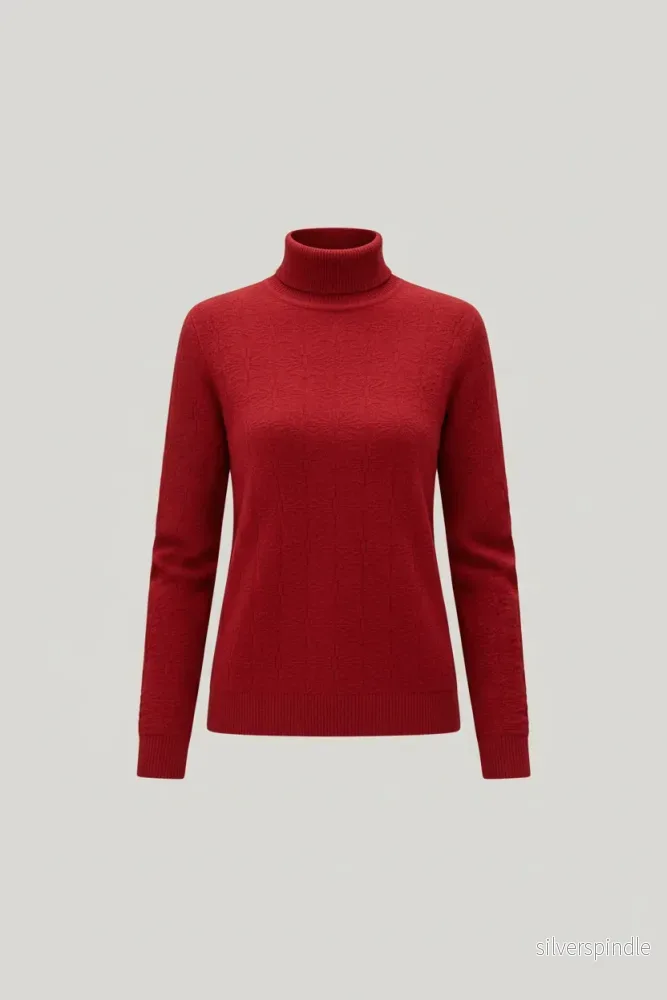 Elegant | Vit Stickad Tröja Dam med Mock-Hals och Slim Fit | Perfekt för Höst och Vinter - Bild 3