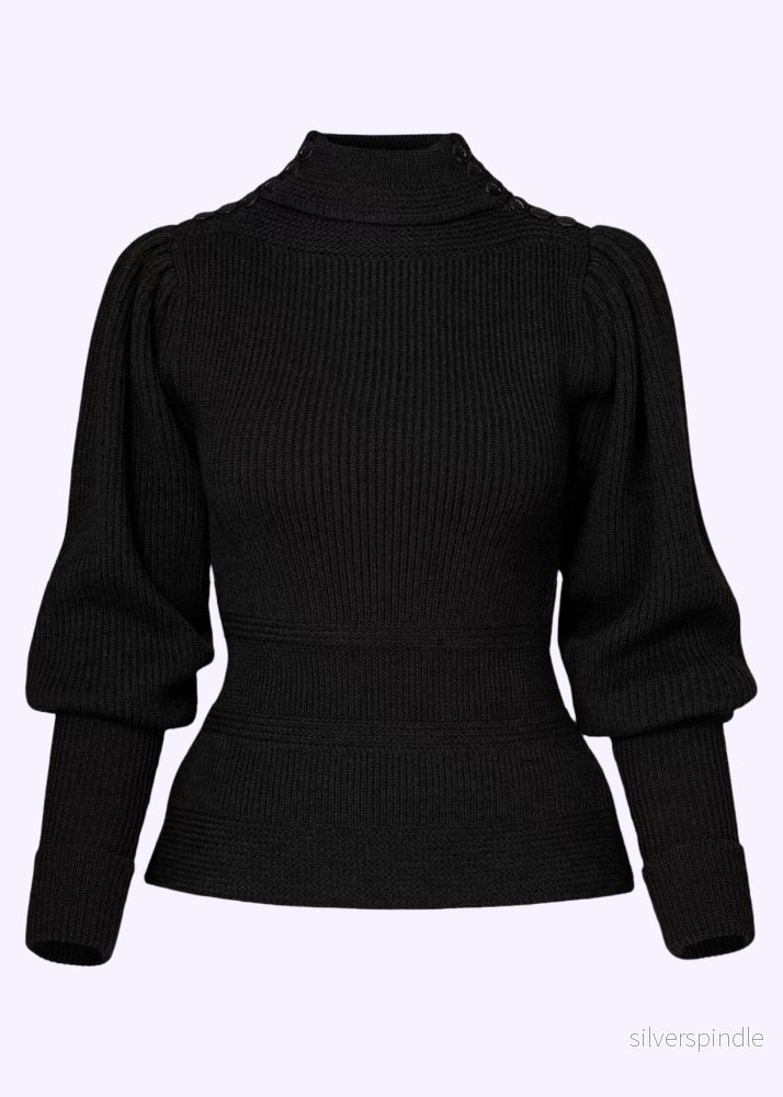 Edwardian Cycling Sweater - svart merinoull