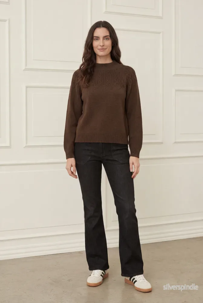 Gwen Pattern Pullover - Khaki Melange - Bild 3