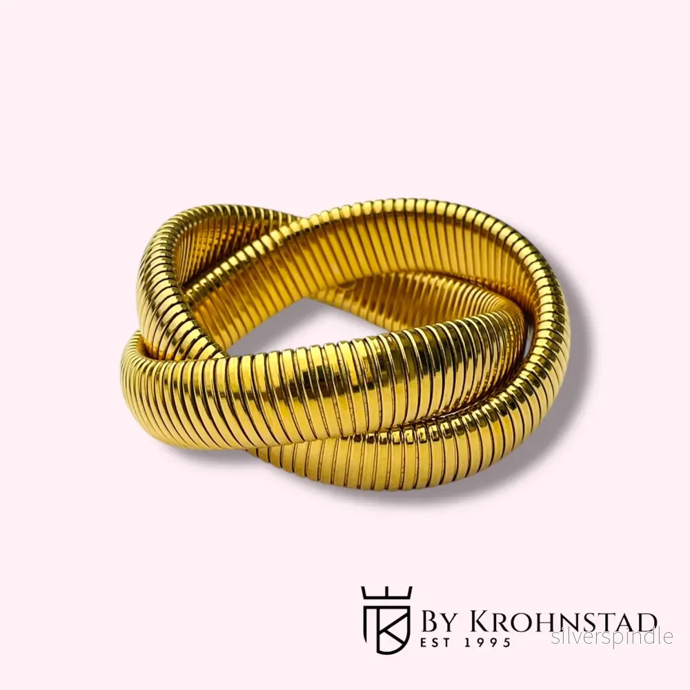 Double elastic gold bangle