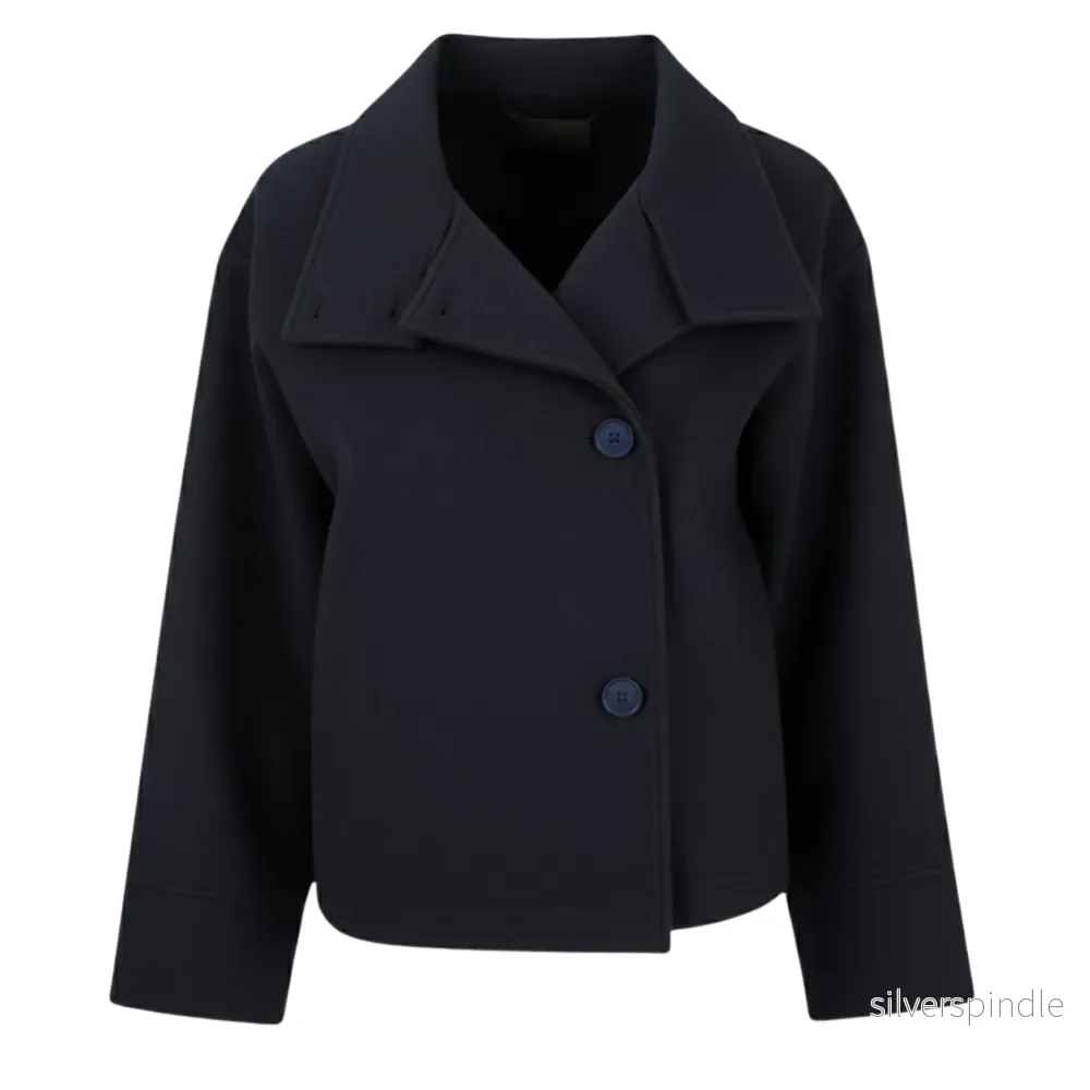 Elegant Kappa | Kort Dubbelknäppt Kappa med Lyxigt Tyg | Mångsidig Stil för Alla Tillfällen