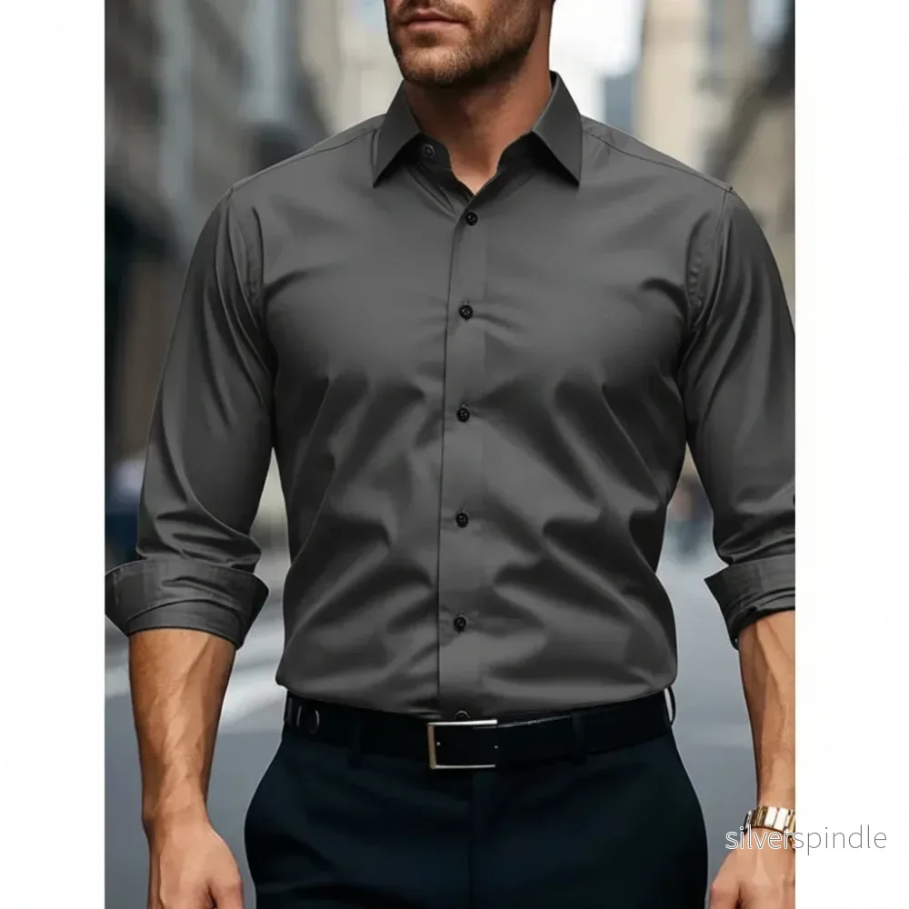 Elegant Slim Fit-skjorta för Män med Klassisk Knäppning | Perfekt för Affär och Fritid - Bild 3