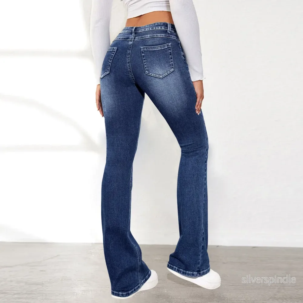 Sophie | Retro Hög Midja Snygga Byxor Dam i Denim - Bild 3
