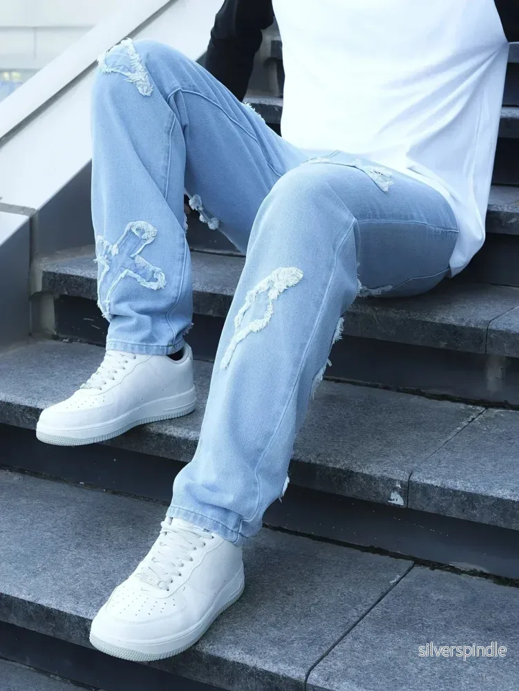 Ethan | Broderade Avslappnade Herrjeans med Raka Ben - Bild 3