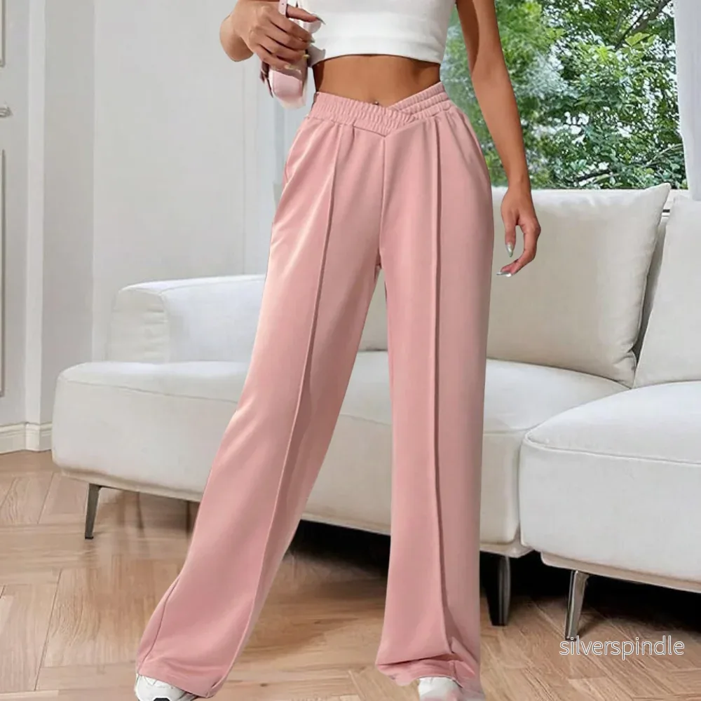 Eleganta Joggingbyxor Dam med Breda Ben och Hög Midja för Komfort